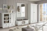 Garderobenschrank Hooge in Pinie wei� Landhaus Garderobe oder gro�er Schuhschrank 105 x 206 cm