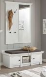 Garderobenpaneel Hooge in Pinie wei� Landhaus Wandgarderobe mit Spiegel 105 x 140 cm