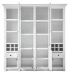 Buffetschrank Hooge in Pinie wei� Landhaus Vitrinenschrank mit Weinregal 194 x 207 cm