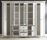 Kleiderschrank Hooge in Pinie wei� Landhaus Dreht�renschrank 7-t�rig mit Spiegel 236 x 206 cm