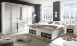 Schlafzimmer komplett Hooge in Pinie wei� Landhaus Set mit Doppelbett, Kleiderschrank und 2 x Nachttisch