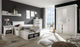 Schlafzimmer komplett Hooge in Pinie wei� Landhaus Set mit Bett, Kleiderschrank, Kommode und Nachttisch