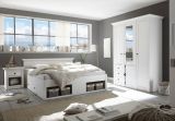 Schlafzimmer komplett Hooge in Pinie wei� Landhaus Set mit Doppelbett, Kleiderschrank und Nachttisch