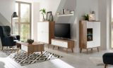 Wohnwand Helge in wei� und Eiche Riviera Schrankwand skandinavisch 4-teilig 324 x 160 cm