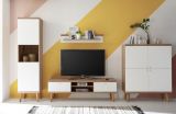 Wohnwand Helge in wei� und Eiche Riviera Schrankwand skandinavisch 4-teilig 337 x 197 cm