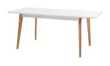 Esstisch Helge in wei� und Eiche Riviera K�chentisch skandinavisch ausziehbar mit Einlegeplatte 140 / 180 x 80 cm