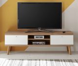 TV-Lowboard Helge in wei� und Eiche Riviera TV-Unterteil skandinavisch 160 x 50 cm