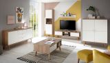 Wandboard Helge in wei� und Eiche Riviera Wandregal skandinavisch 107 x 20 cm