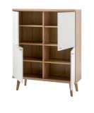 Highboard Helge in wei� und Eiche Riviera skandinavisch 107 x 134 cm