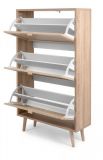 Schuhschrank Niran in Sonoma Eiche mit Bast - Dekor Schuhkipper skandinavisch 70 x 125 cm