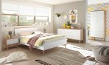 Bett Helge in wei� und Eiche Riviera Einzelbett skandinavisch Liegefl�che 140 x 200 cm