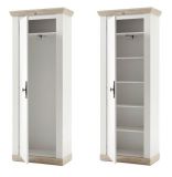 Garderobenschrank Rovola in Pinie wei� / Oslo Pinie Landhaus Garderobe oder gro�er Schuhschrank 73 x 201 cm