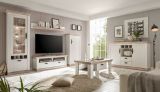 Wohnwand Rovola in Pinie wei� / Oslo Pinie Landhaus Schrankwand 4-teilig 296 x 201 cm