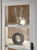 Vitrine Rovola in Pinie wei� / Oslo Pinie Landhaus Vitrinenschrank mit Weinregal 71 x 201 cm