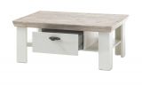 Couchtisch Rovola in Pinie wei� / Oslo Pinie Landhaus Beistelltisch mit Ablage und 2 x Schubkasten 109 x 69 cm