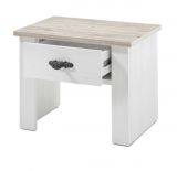 Nachttisch Rovola in Pinie wei� / Oslo Pinie Landhaus Nachtkommode 58 x 45 cm