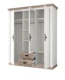 Schlafzimmer komplett Rovola in Pinie wei� / Oslo Pinie Landhaus Komplettzimmer mit Bett, Kleiderschrank und Nachttisch