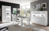 Vitrine Nobile in wei� Hochglanz und Stone Design grau Vitrinenschrank 100 x 198 cm