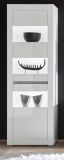 Vitrine Nobile in wei� Hochglanz und Stone Design grau Vitrinenschrank 66 x 198 cm