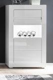 Vitrine Nobile in wei� Hochglanz und Stone Design grau Vitrinenschrank 66 x 112 cm Kommode
