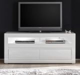TV-Lowboard Nobile in Hochglanz Wei� mit Wei� oder Stone Design, Komforth�he und Soft-Close 150 x 63 cm