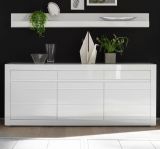 Wandboard Nobile in wei� Hochglanz Wandregal 217 x 22 cm