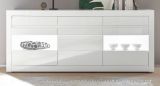 Sideboard Nobile in wei� Hochglanz und Stone Design grau Kommode 217 x 90 cm