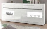 Sideboard Nobile in wei� Hochglanz und Stone Design grau Kommode 217 x 90 cm