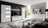 Wohnwand Nobile in Hochglanz wei� und Stone Design grau Anbauwand 4-teilig 336 x 198 cm