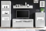 Wohnwand Nobile in Hochglanz wei� und Stone Design grau Anbauwand 4-teilig 302 x 198 cm