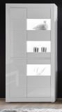 Wohnwand Nobile in Hochglanz wei� und Stone Design grau Anbauwand 4-teilig 370 x 198 cm