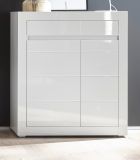 Wohnwand Nobile in Hochglanz wei� und Stone Design grau Anbauwand 4-teilig 370 x 198 cm