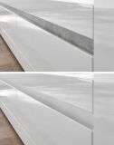 Wohnwand Nobile in Hochglanz wei� und Stone Design grau Anbauwand 4-teilig 369 x 198 cm