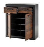 Kommode Ward in Old Used Wood Shabby Design mit Matera grau Schuhschrank 92 x 104 cm