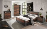 Bett Ward in Old Used Wood Shabby Design mit Matera grau Einzelbett Liegefl�che 140 x 200 cm