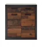 Kommode Ward in Old Used Wood Shabby Design mit Matera grau 92 x 104 cm