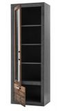 Vitrine Ward in Old Used Wood Shabby Design mit Matera grau Vitrinenschrank 65 x 201 cm