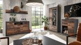 Couchtisch Ward in Old Used Wood Shabby Design mit Matera grau Beistelltisch 110 x 63 cm