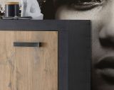 Garderobe Sitzbank Beveren in Kastanie und Fresco grau Garderobenbank und Schuhschrank 80 x 43 cm