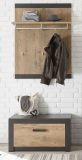 Garderobe Sitzbank Beveren in Kastanie und Fresco grau Garderobenbank und Schuhschrank 80 x 43 cm