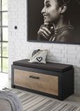 Garderobe Sitzbank Beveren in Kastanie und Fresco grau Garderobenbank und Schuhschrank 107 x 43 cm