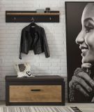 Garderobe Sitzbank Beveren in Kastanie und Fresco grau Garderobenbank und Schuhschrank 107 x 43 cm