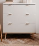 Kommode Lundby in matt wei� mit Sonoma Eiche massiv Schubladenkommode skandinavisch 80 x 87 cm