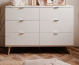 Kommode Lundby in matt wei� mit Sonoma Eiche massiv Schubladenkommode skandinavisch 120 x 87 cm