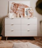 Kommode Lundby in matt wei� mit Sonoma Eiche massiv Schubladenkommode skandinavisch 120 x 87 cm