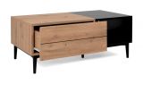 Couchtisch Liam in Artisan Eiche und schwarz Beistelltisch mit Schubkasten 100 x 55 cm