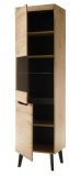 Vitrine Ronson in Artisan Eiche und schwarz Vitrinenschrank skandinavisch 53 x 197 cm