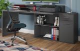 Schreibtisch Sektor dunklem Grau / Anthrazit,  mit Stauraum und 4 Stellvarianten 160 - 200 x 92 cm