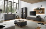 Vitrine Center in grau matt und Wotan Eiche Vitrinenschrank 50 x 197 cm