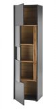 Vitrine Center in grau matt und Wotan Eiche Vitrinenschrank 50 x 197 cm